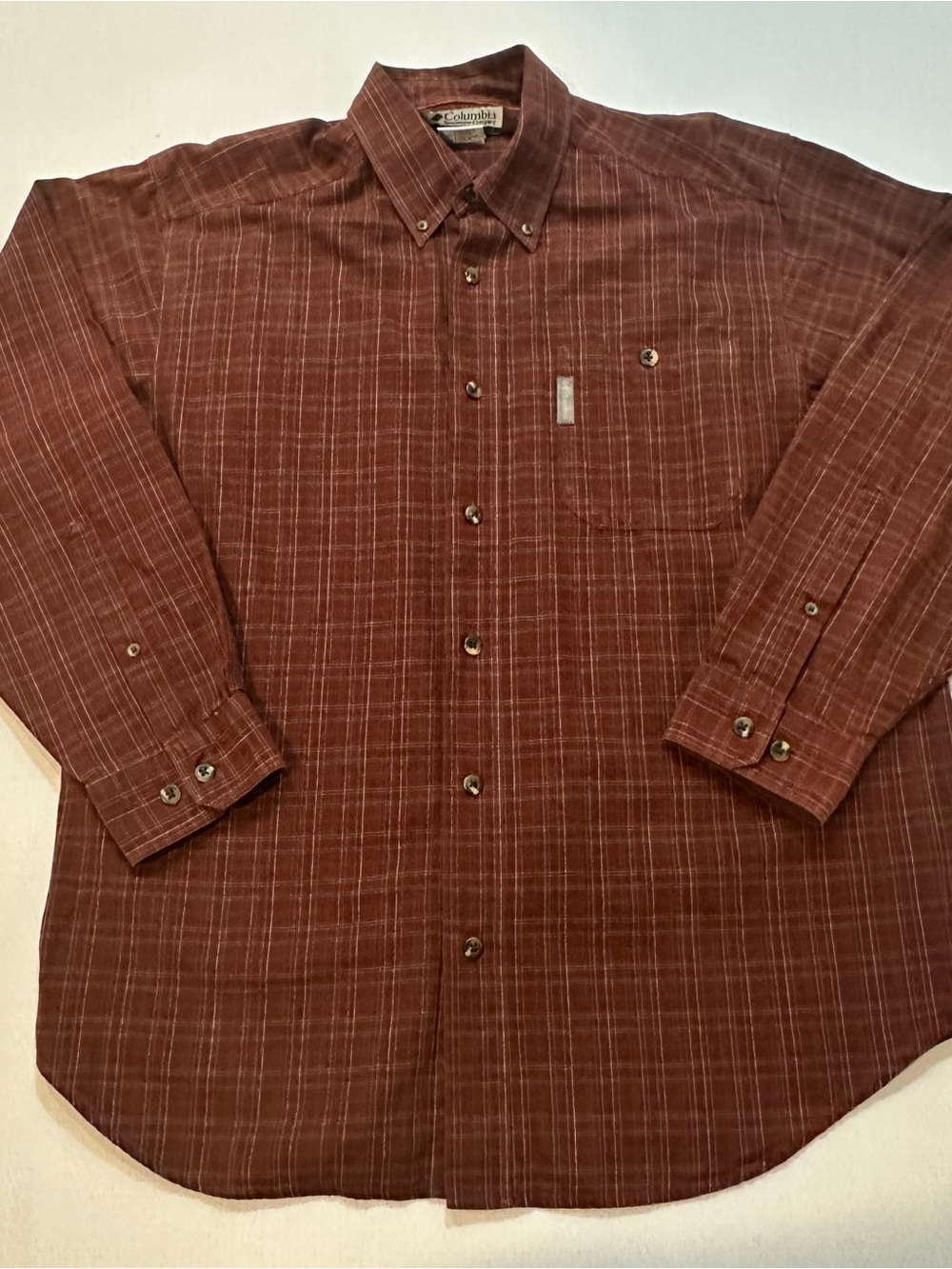 Columbia Rust Plaid Button Down Shirt Mens M